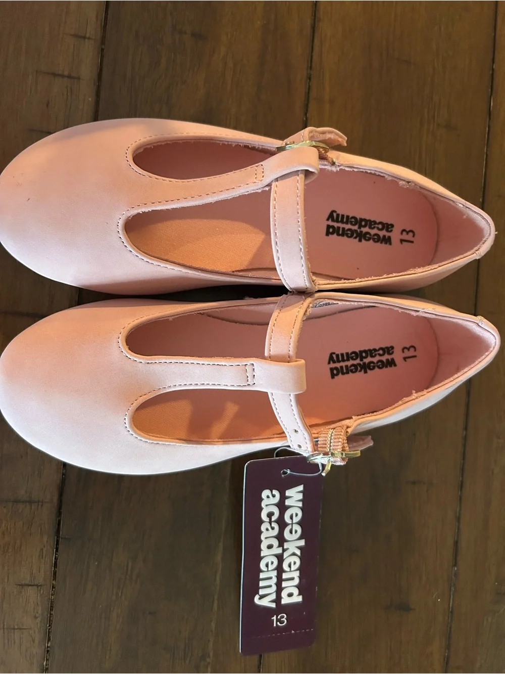 Girls' Pink T-Strap flat Dress Shoes